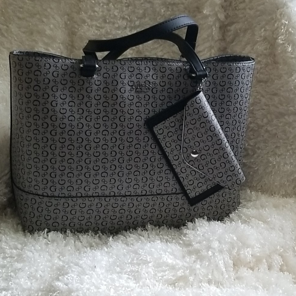 Guess Circlewood Tote Bag with Card Holder